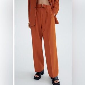 Zara Terracotta Wide Leg Pants Size XS